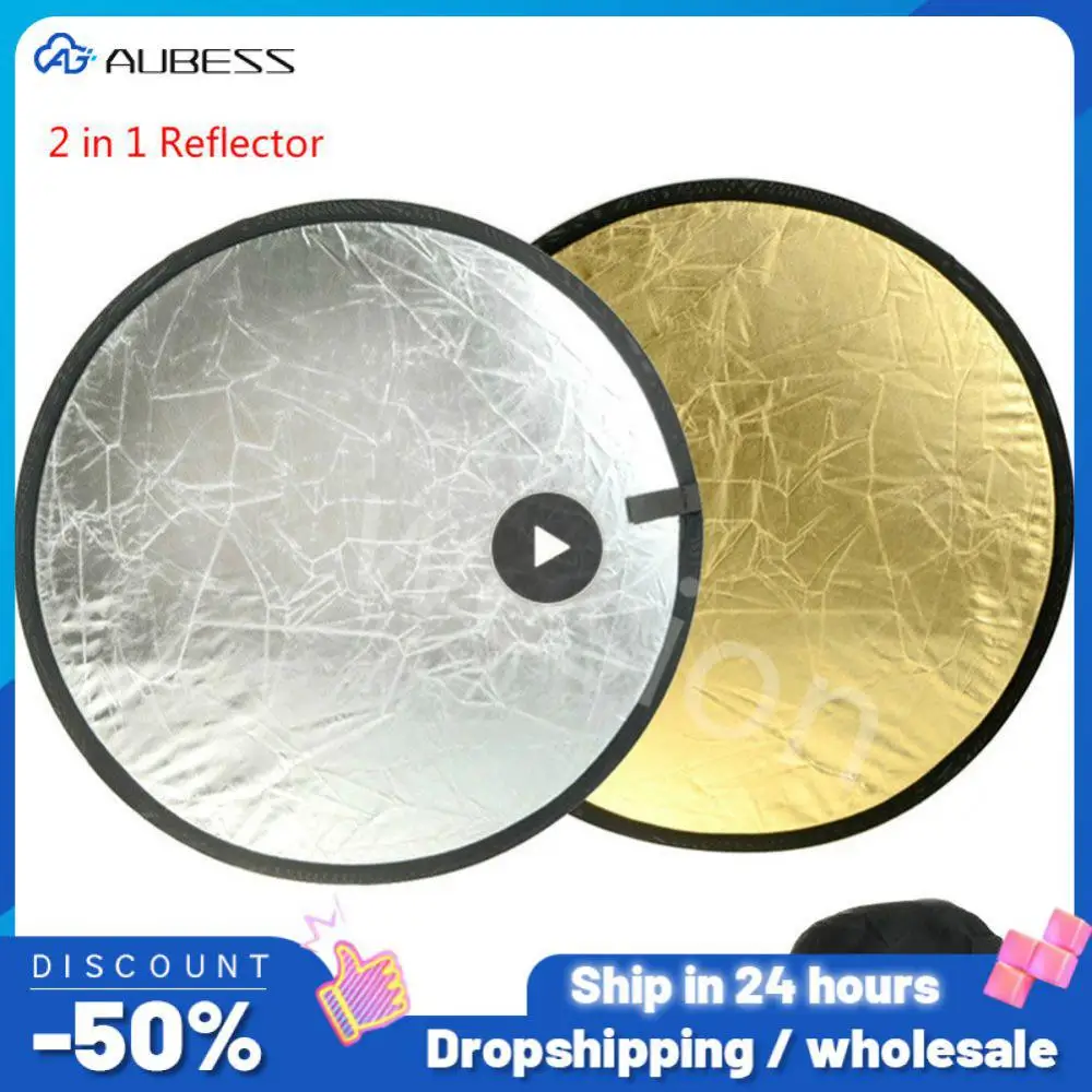 Camllite 2 in 1 접이식 은빛 골든 스튜디오 카메라 플래시 포토 디스크 디퓨저 반사판, 60cm