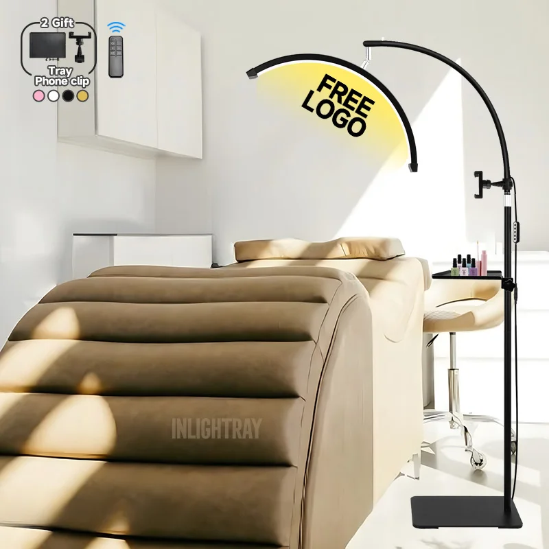 2025 Arch Custom LOGO U-Joint LED Half-Moon Floor Lamp Adjustable Professional Salon Eyelash Extension Nail Art Makeup LED LAMP