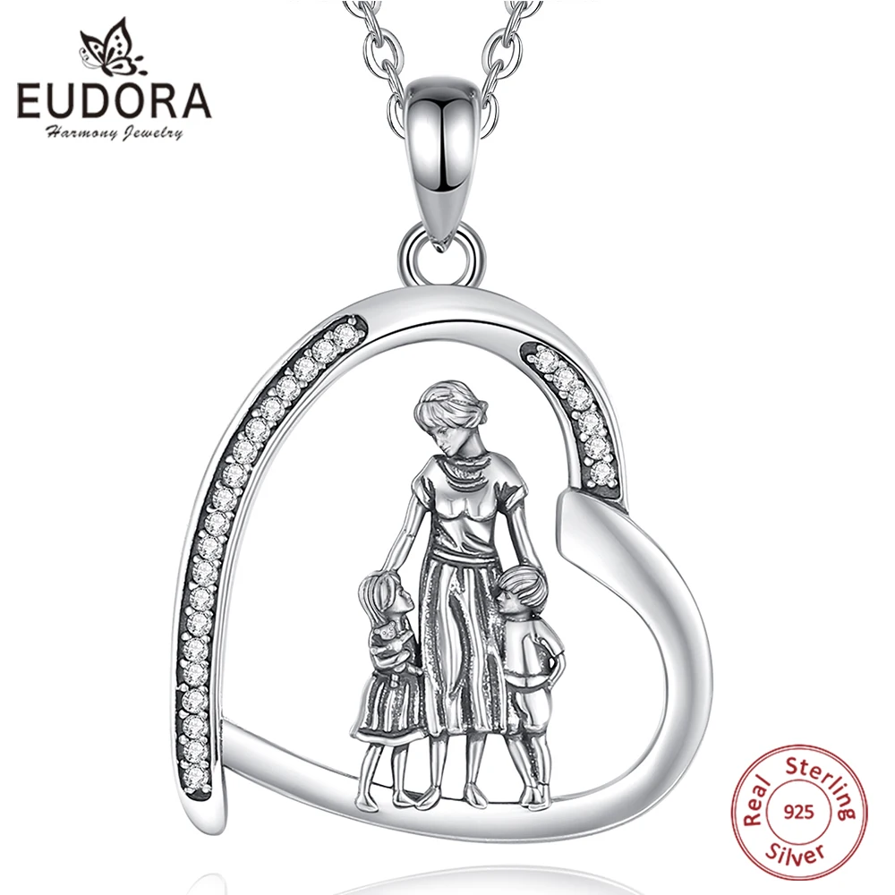 EUDORA Collana Cuore Amore Donna Argento 925 Collana Pietra dei Nati per Donne Festa della Mamma Anniversario Valentine's Day Compleanno Regali per Moglie Ragazze Fidanzata Gioielli