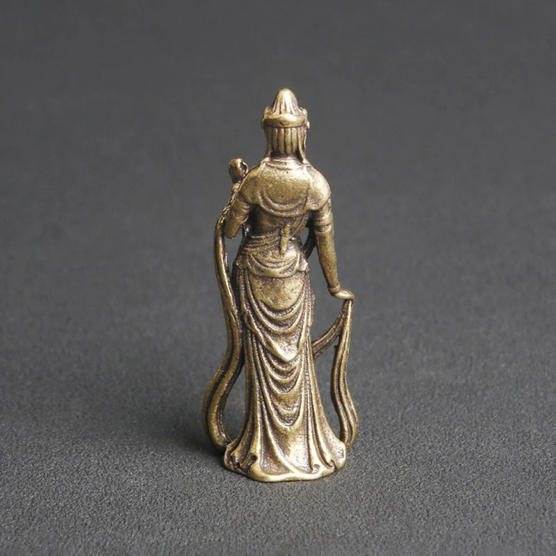 New Collectable Chinese Brass Carved Kwan-yin Guan Yin Buddha Exquisite Small Statues Home Decoration Knickknacks
