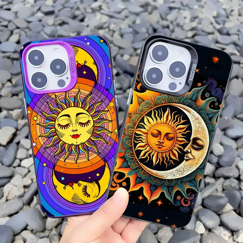 Funny Sun and Moon Face Shockproof Laser Phone Case