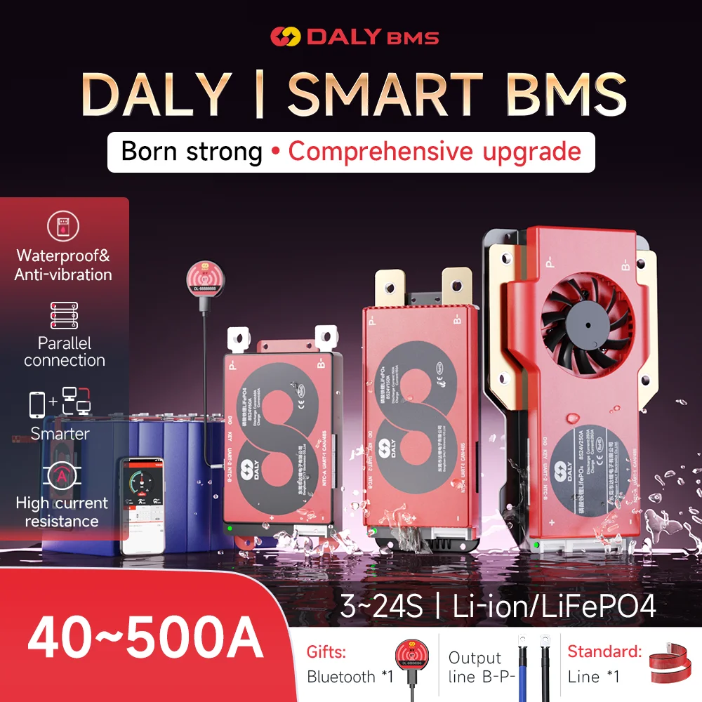 DALY Smart BMS Lifepo4 4S 7S 8S 16S 20S 24S li-ion 3S 7S 16S 12V 24V 36V 48V 60V 72V 100A 250A CANBUS BMS для лития аккумулятор