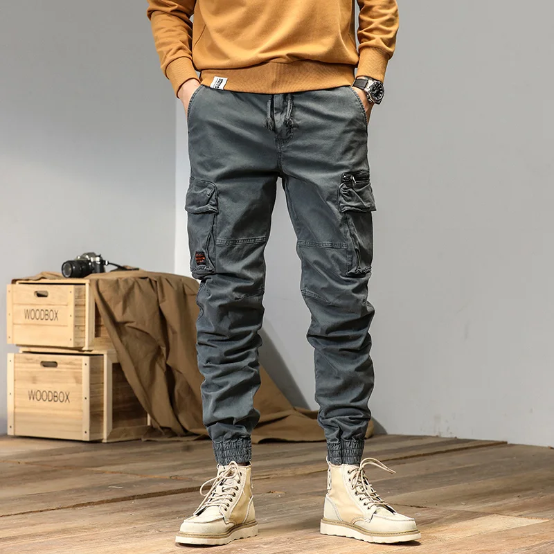 Casual Pants Mens Joggers Cargo Pants Y2k Multi-Pocket Male Trousers