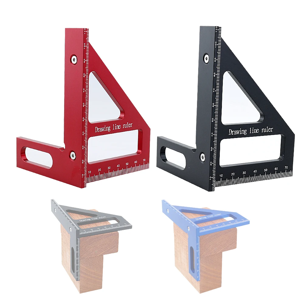 Precision Aluminum Alloy  Miter Triangle Ruler 45°/90° Woodworking Square Protractor  3D  Multifunctional Measuring Toolsolss