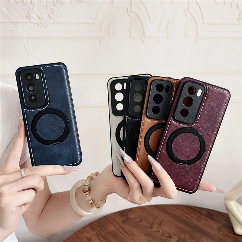 360 Degree Rotating Magnetic Imitation Cowhide Bracket Case - Soft Cover