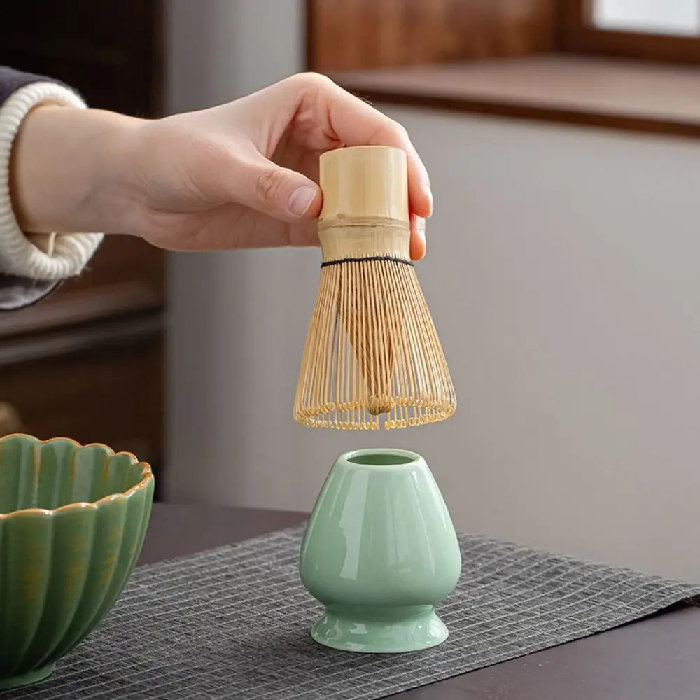 6 Pcs/Set Ceramic Japanese Matcha Powder Whisk WithTeaspoon Bowl Smooth Kiln-Formed Matcha Set Retro Reusable