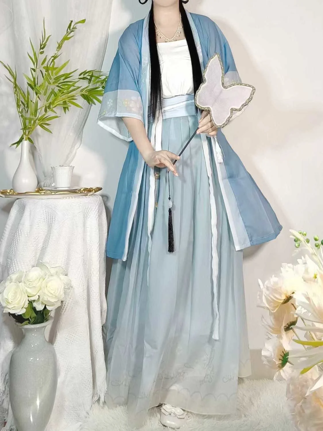 

Hanfu Dress Women Chinese Traditional Embroidery Hanfu Long Shirt Cosplay Costume Summer Dress Green Hanfu Pleated Skirt