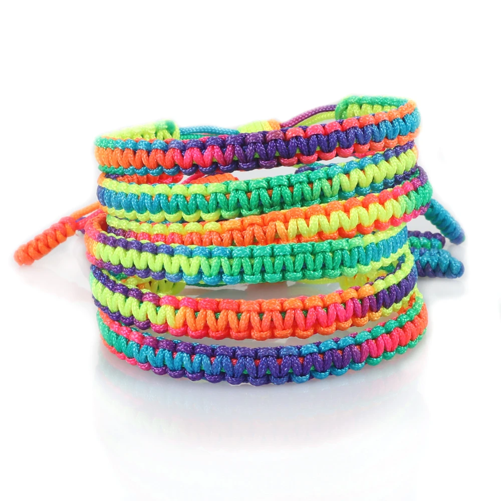 Pulseras trenzadas hechas a mano con nudo de la suerte, brazaletes de la amistad, Multicolor, Budista Tibetano, Color de hilo| - AliExpress