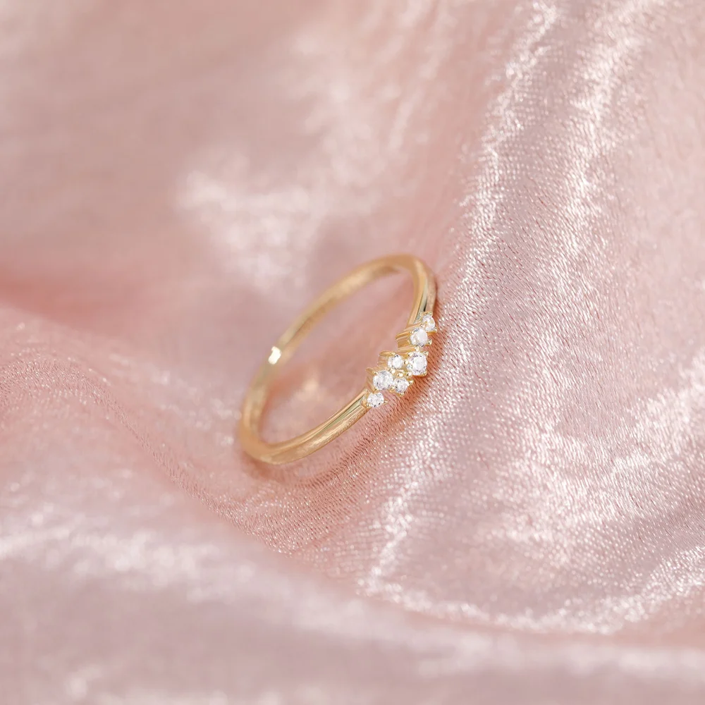 1.5mm 925 Sterling Silver 14K Gold Plated CZ Wedding Band Dainty Stackable Cubic Zirconia Engagement Rings for Women For silver ring,wedding rings,silver rings,gold plated rings,gold plated silver ring