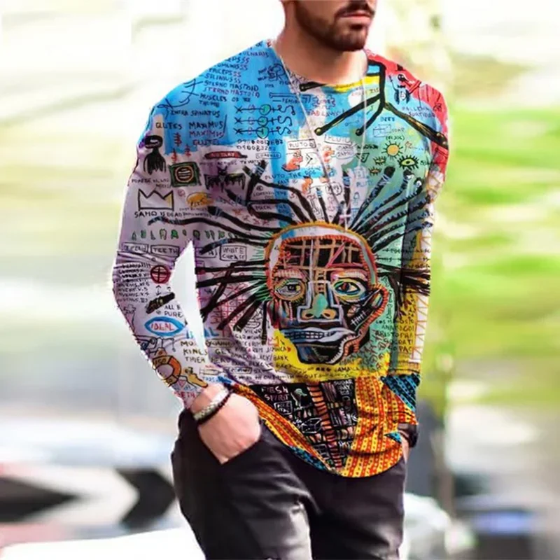 Sudadera holgada de manga larga con cuello redondo para hombre, diseño divertido, elasticidad, moda vintage de los años 90, jerséis para hombre, tendencias 2024