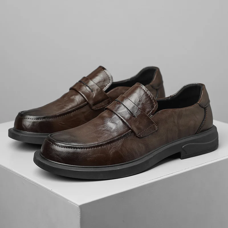 2023 Fashion New Men's Business Dress Shoes Lace Up Work Shoes Men's Genuine Leather Shoes Park Walking Shoes Free Delivery