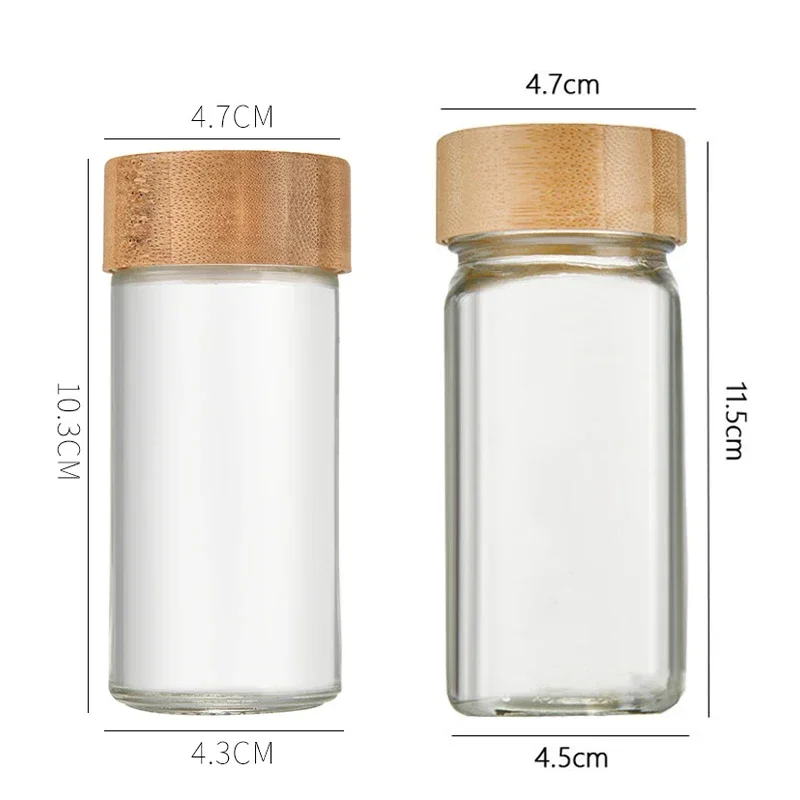 6Pcs Square/Round Seasoning Jar Sealed Glass Jars Outdoor Camping Barbecue Seasoning Bottles Pepper Bottle Kithchen Accessories 6