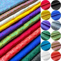 High Quality Damask Silk Satin Brocade Jacquard Fabric Edging Grid Costume Upholstery Adornment Cloth DIY Handcraft Sew Supplies