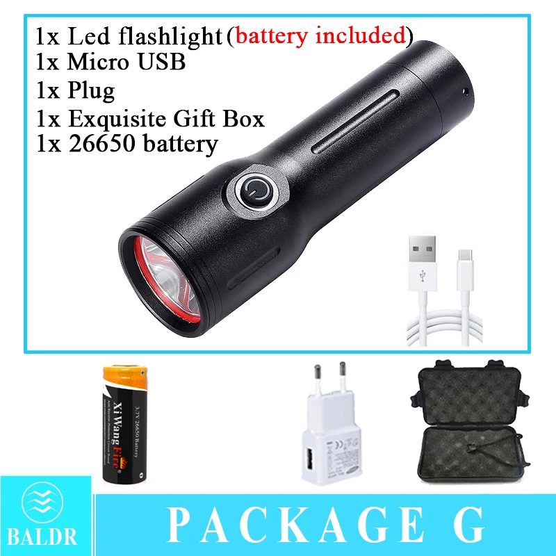 imalent flashlights BALDR New Super Bright T40 LED Flashlight Powerbank 5 Modes USB Rechargeable Flash Light 3 Colors Portable 26650 Torch Lighter hyper tough torch Flashlights