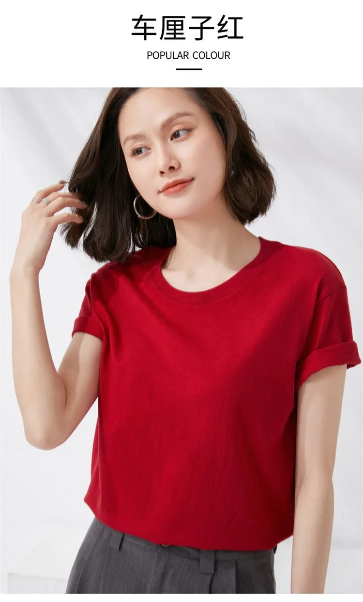 Women T-shirts 2024 Summer Tops Solid Short Sleeve Loose O-neck 100% Cotton Casual Ladies Shirts Harajuku Korean Woman Tshirts