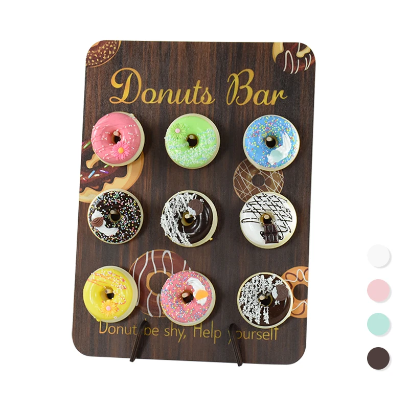 

Wooden Donut Stand Birthday Party Wedding Table Decoration Wooden Doughnut Wall Stand Donut Holder Baby Shower Supplies