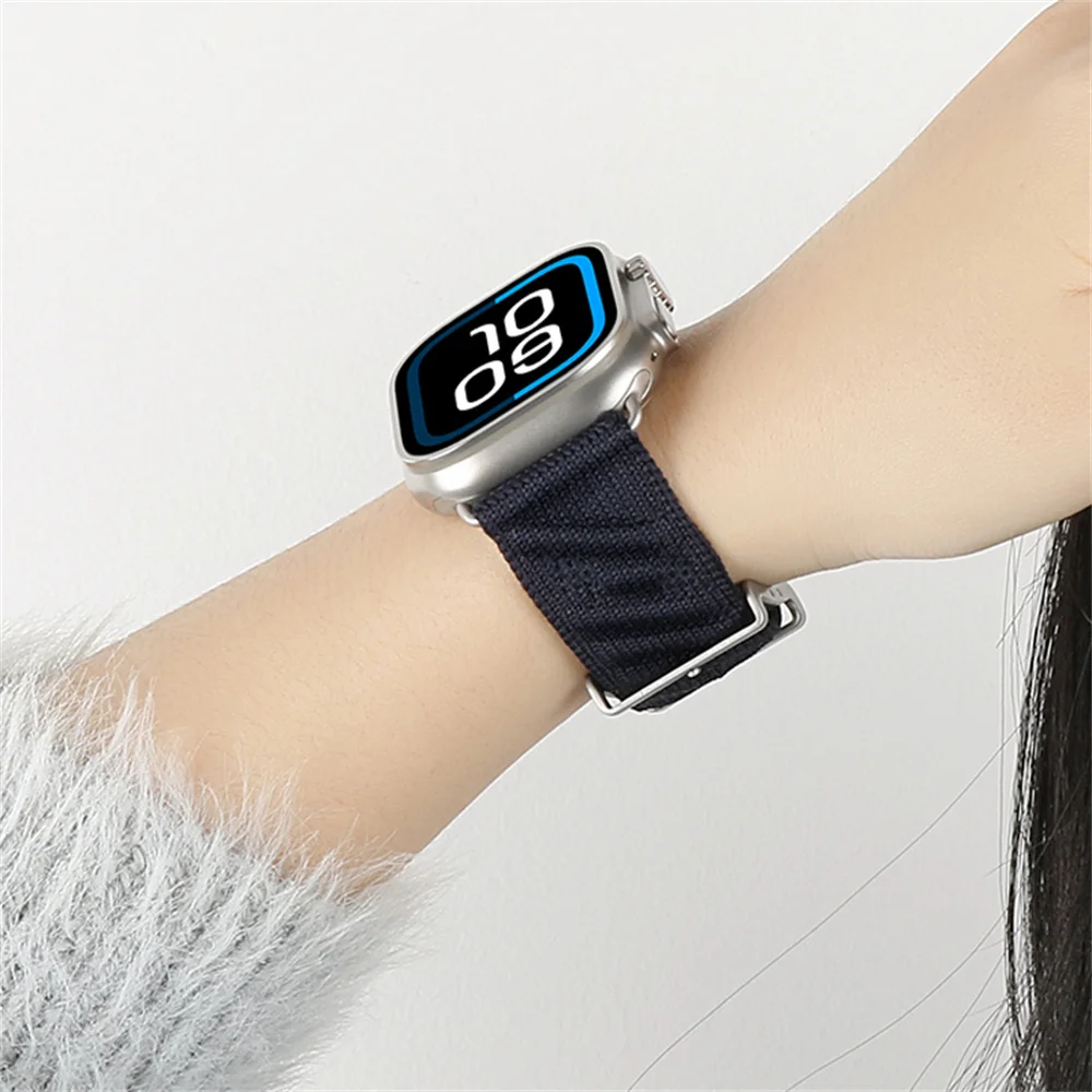 Luxurious Midnight Blue Nylon Loop Watchband Bracelet