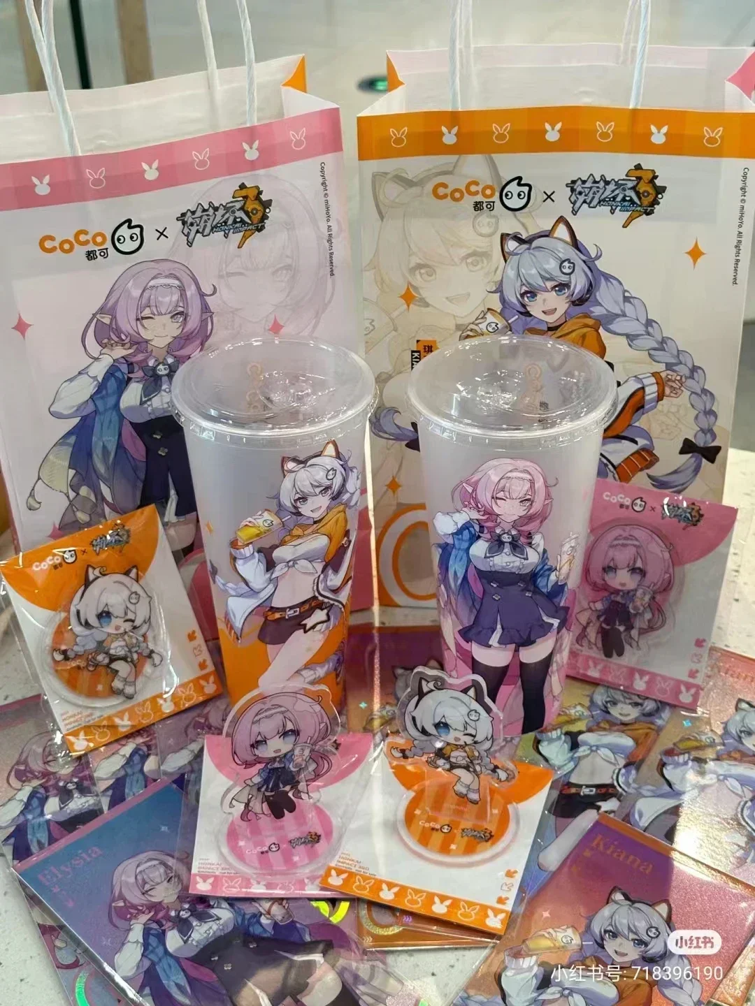 

In Stock CoCo X Honkai Impact 3 Elysia Kiana Kaslana Official Merch Limited Edition Laser Ticket Acrylic Stand Plastic Cup