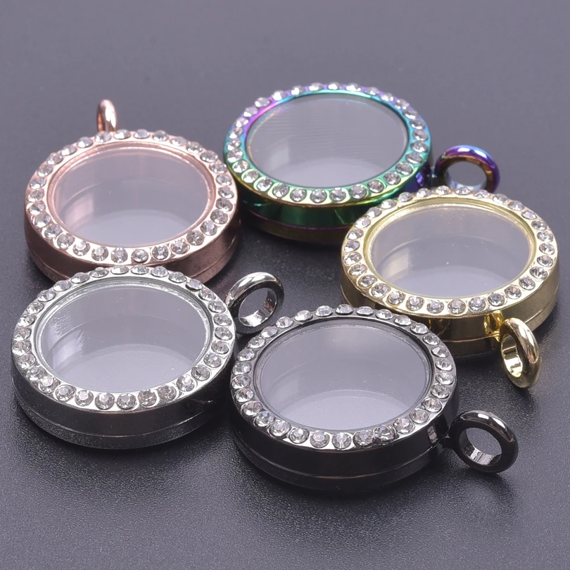 1Pc 25-40mm Round Glass Floating Living Picture Locket Pendant Crystal Memory Relicario Coin Holder Colgantes Jewelry Finding 5