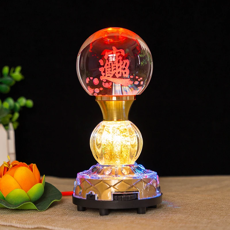 Buddhist Supplies, Temple Eternal Light, LED Colorful Crystal Lotus Lamp, Buddha Light, Meditation, Home Decoration, Plug In