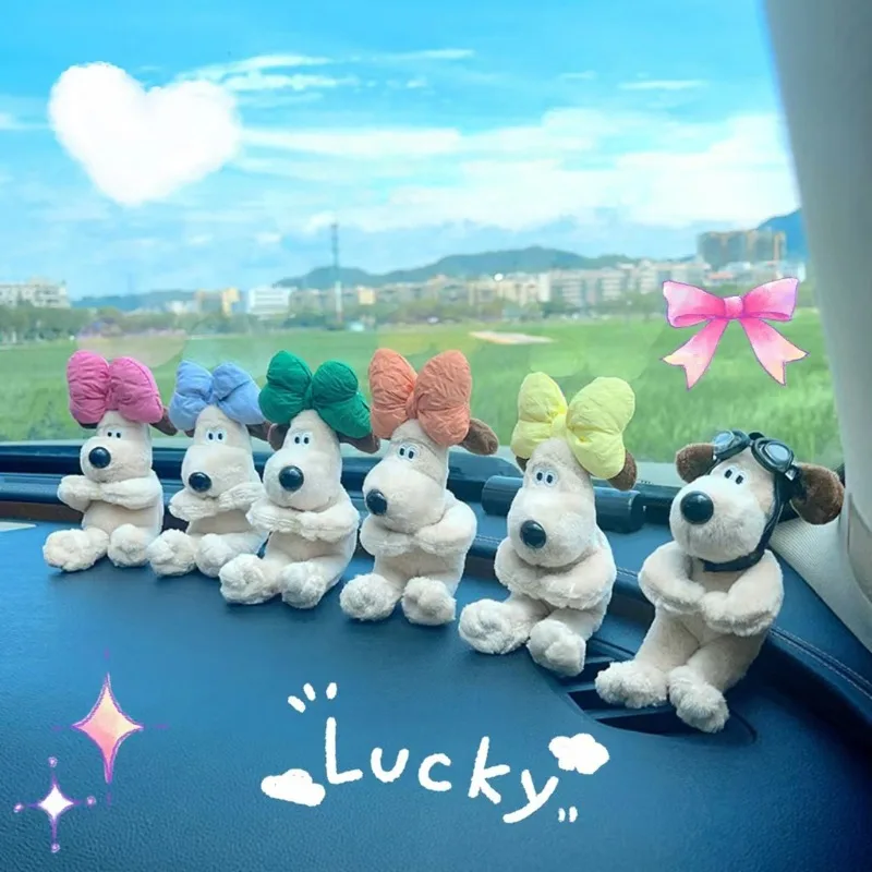 Cute bow dog car wiper doll personalized car interior plush doll ornaments  creative gifts car interior decoration accessories - AliExpress