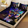 Fashion Luxury Fitted Sheet Set Soft Comfortable Breathable Color Butterfly Print Bedding Set For Bedroom Guest Room 6