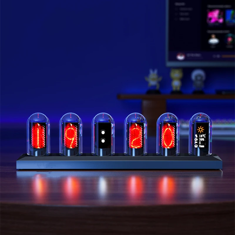 RGB Aluminum Alloy Glow Tube Clock LED  Silent Luminous Digital Watch Gaming Room Domputer