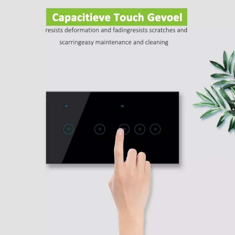 Tuya WIFI Smart Wall Light Switch Touch Glass Panel Wireless Interuptor 4/5/6 Gang Remote Control Alexa Google Home