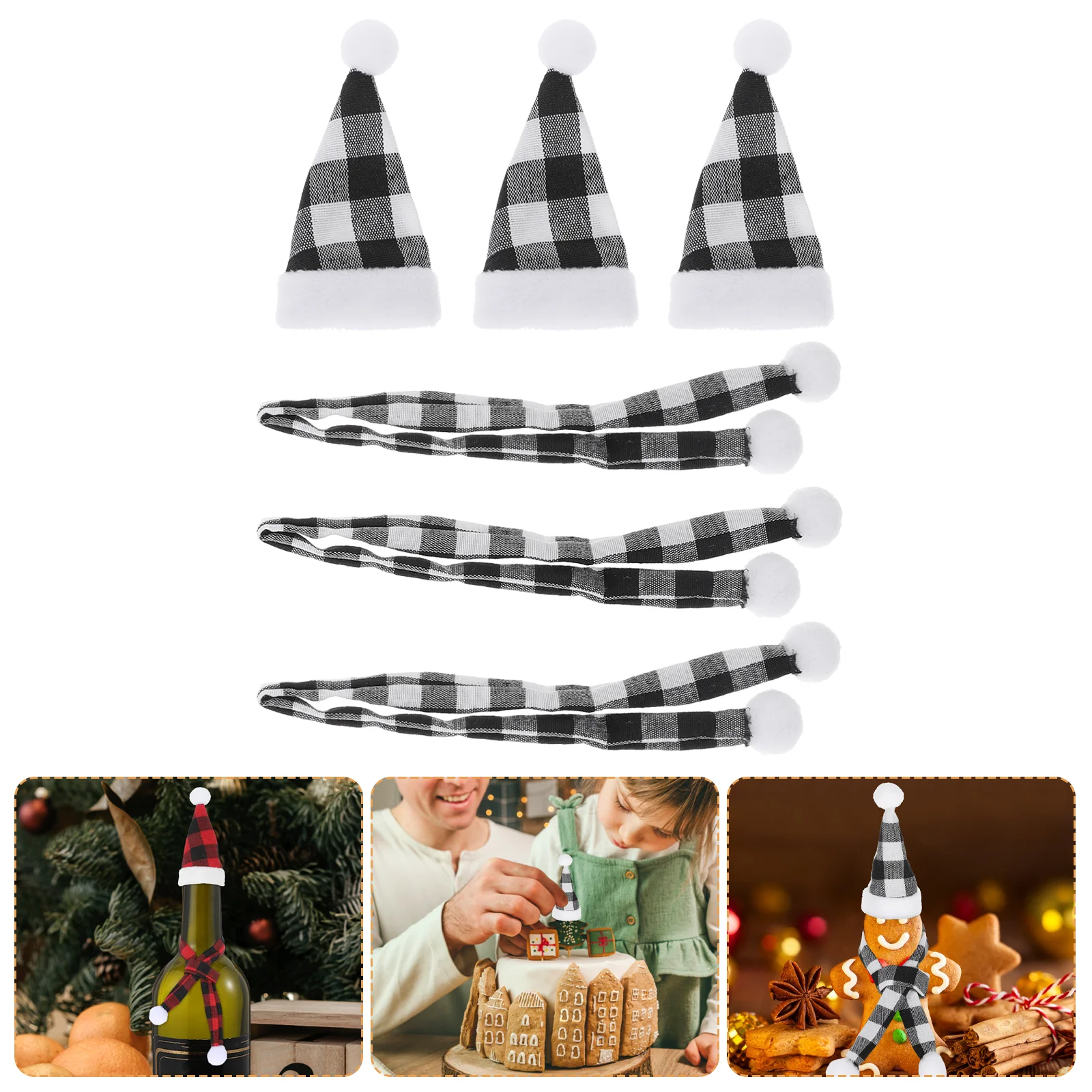 

Mini Christmas Hats Scarf Bottle Decoration Flower Ornaments Miniature for