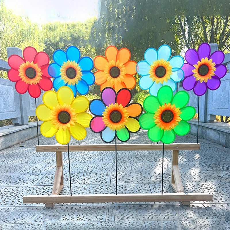 

Eight Leaf Sunflower Windmill Rotating Sunflower Wind Spinner Stake Standing Lawn Flower Pinwheel Outdoor Party Decor Kids Toys