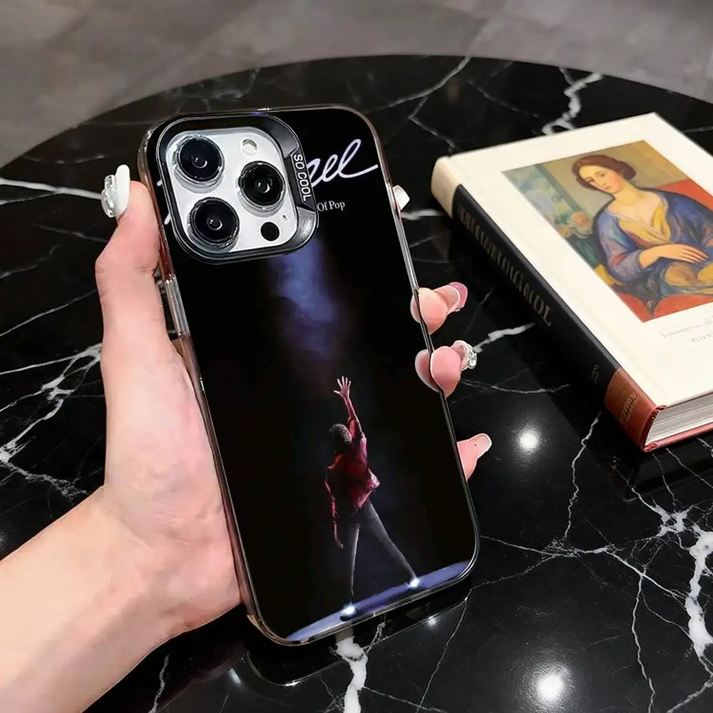 Silver Plated Michael Jackson Themed Phone Case with Colorful Design