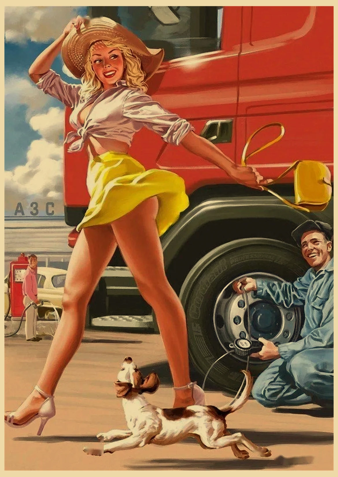 Vintage Soviet Era Pin-Up Girls Propaganda Poster Wall Art Decoration