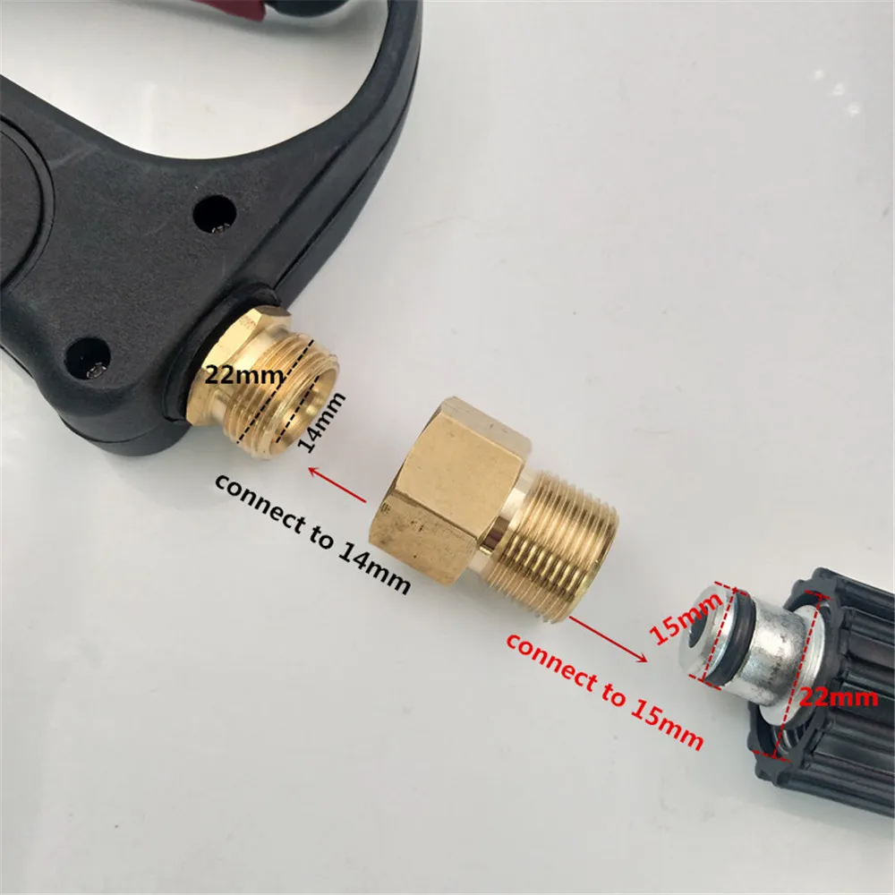 Pressure Washer Gun Copper Brass M22 15mm Male Thread To M22 14mm Female Hose Adapter pressure washer gun