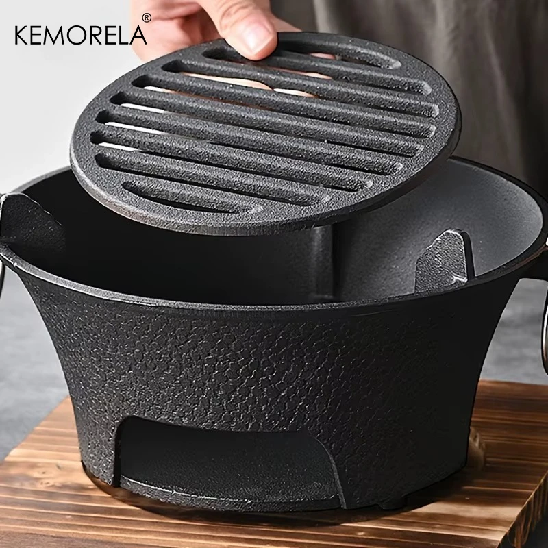 1Set Cast Iron Charcoal Stove Outdoor Camping Barbecue BBQ Rice