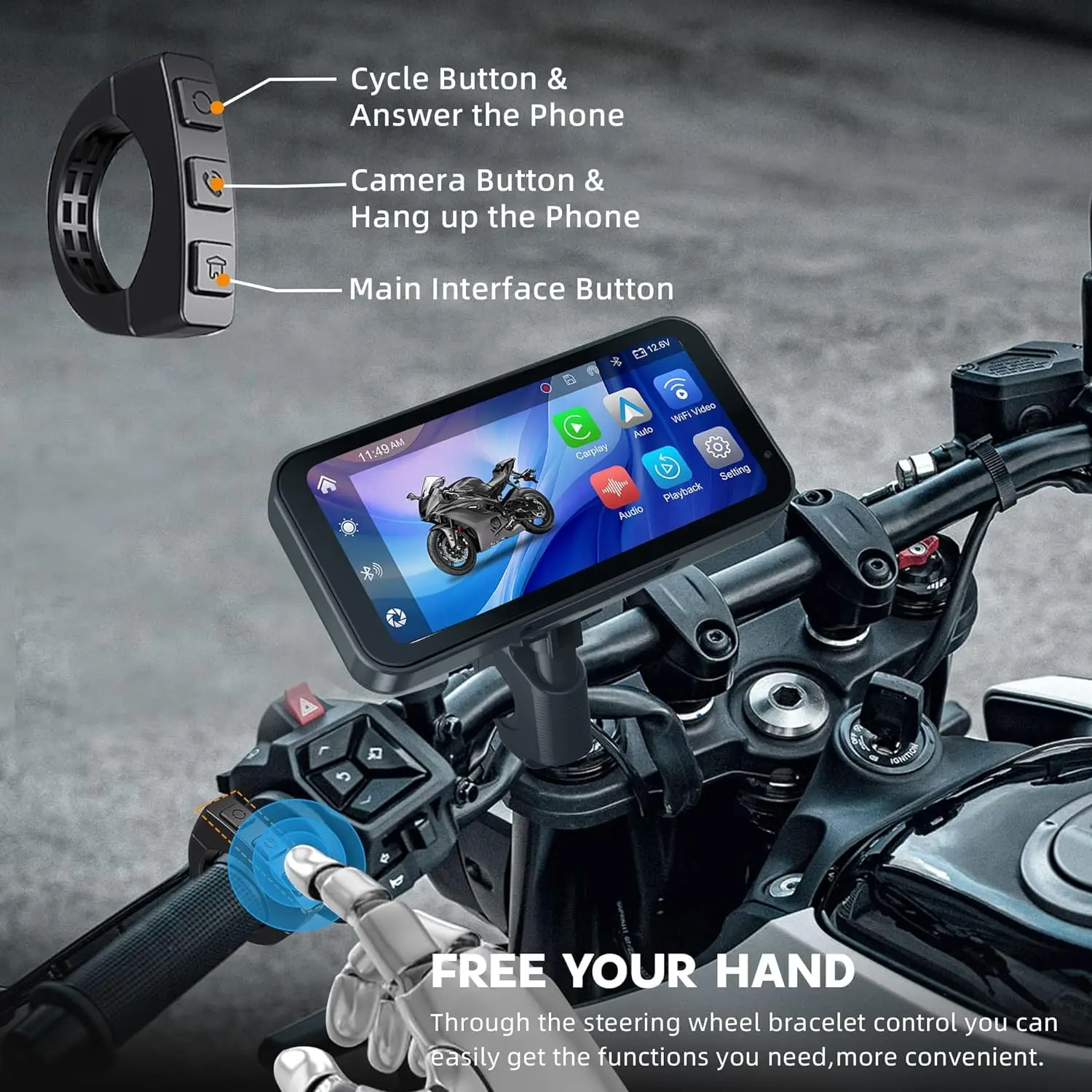 Motorcycle DVR 6.25 Inch Dash Cam Drive Recorder Carplay 2K Sony Dual Camera Front Rear TPMS Navigation Motorcycle Accessories - Image 3
