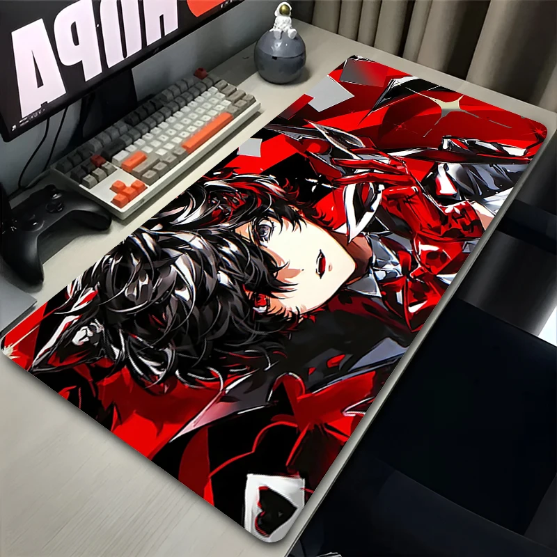 Large Cool Manga Gaming Mouse Pad Lapop Accessories P-persona 5 Mousepad PC Anime Amamiya Ren Desk Mat XXL Non Slip Keyboard Rug 2