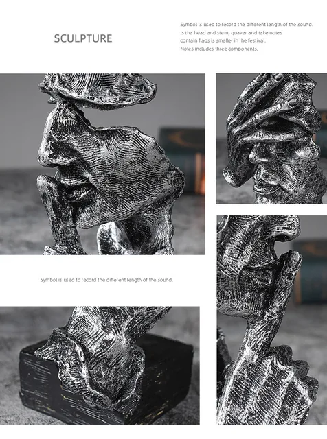 Statue d'Art Abstrait Moderne en Résine, Sculpture de Maison, Le Silence est localité, Ne Peut Pas Entendre, Ne Peut Pas Voir, Ne Pas Parler 4