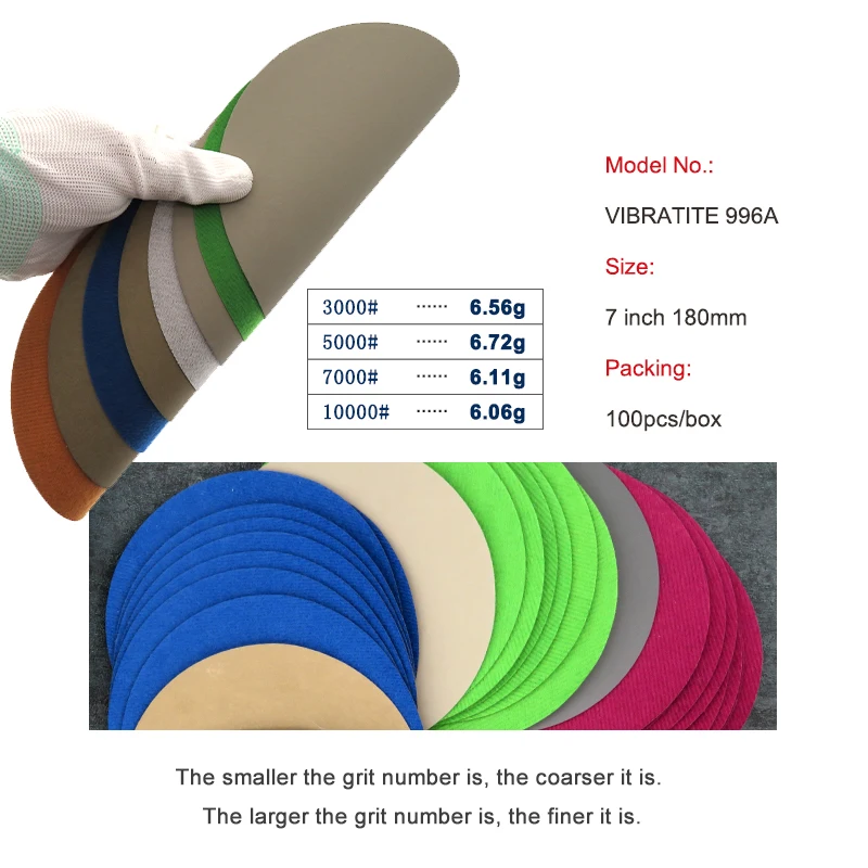 5 Stück 7 Zoll wasserdichtes Schleifpapier 180 mm mit Klettverschluss, Siliziumkarbid-Schleifscheiben, Nass-/Trockenschleifblätter, Körnung 3000 bis 10000, zum Polieren – Detail 1