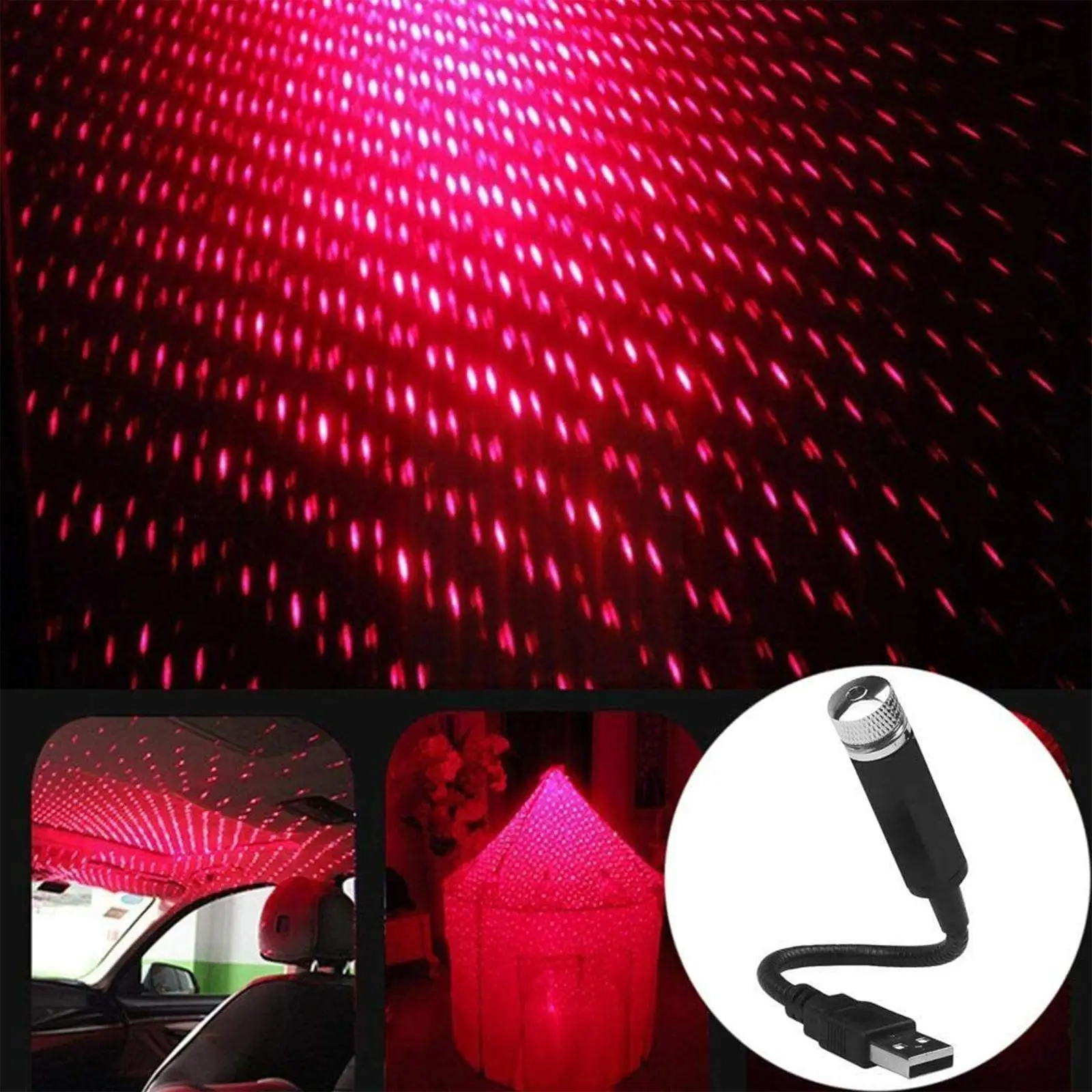 Projector Atmosphere Galaxy Lamp Mini LED Car Roof Star Night Light USB