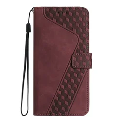 Luxury Leather Flip Case - Premium Book Style Cover for TCL 303 (Wine red)