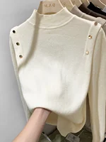 AOSSVIAO 2025 Button Turtleneck Knitted Women Sweater Pullovers Autumn Winter Basic Women Sweaters Fit Soft Warm Tops - Image 2