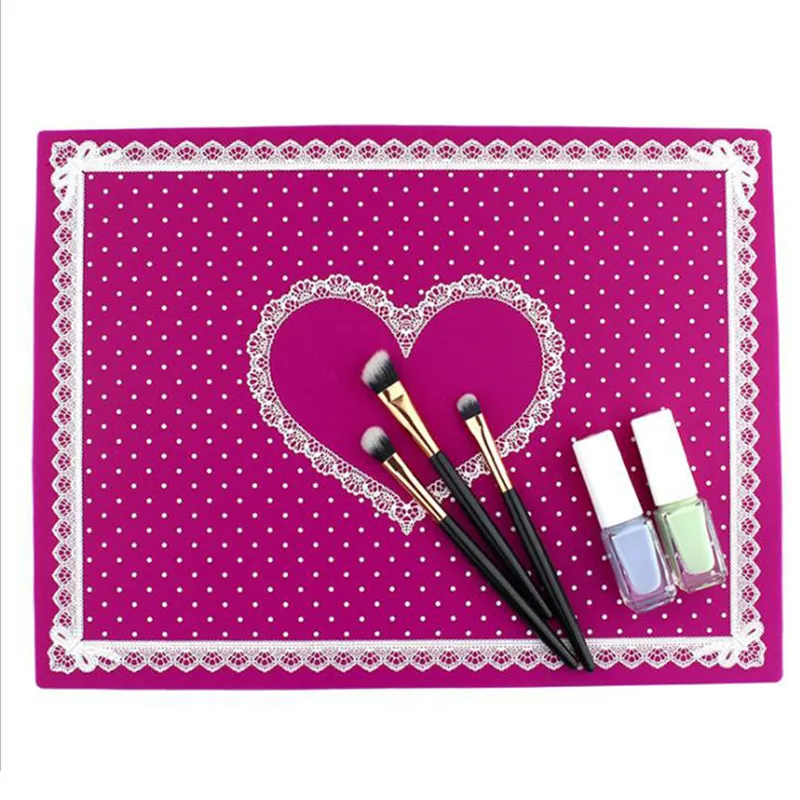 Silicone Foldable Nail Art Table Mat Pad Hand Pillow Cute Dot Lace Design Washable Beauty Care Salon Equipment Manicure Tools