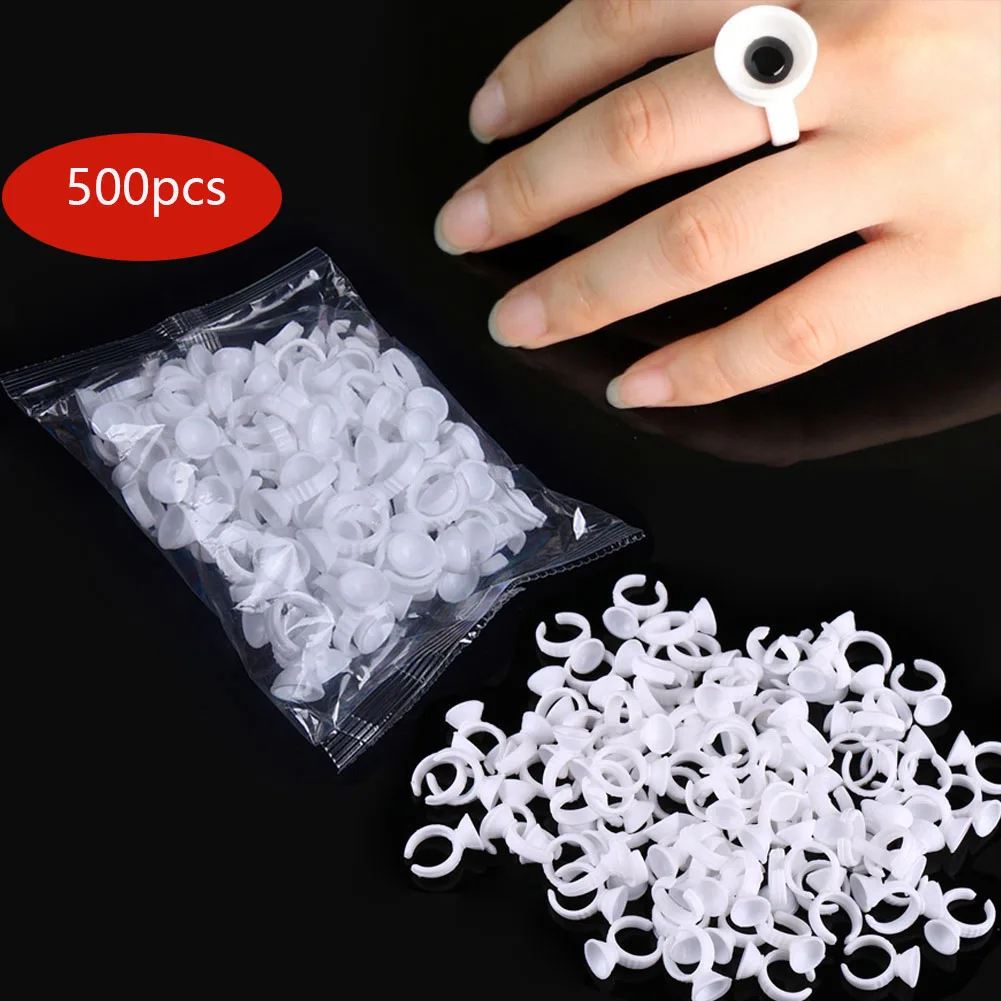 500pcs Disposable Microblading Pigment Glue Rings Tattoo Ink Holder S/M/L Eyebrow Makeup Accessories Eyelash Extension Glue Cups 400pcs lot disposable eyelash extension tool glue rings adhesive tattoo pigment well holder toolhair bun cup small size