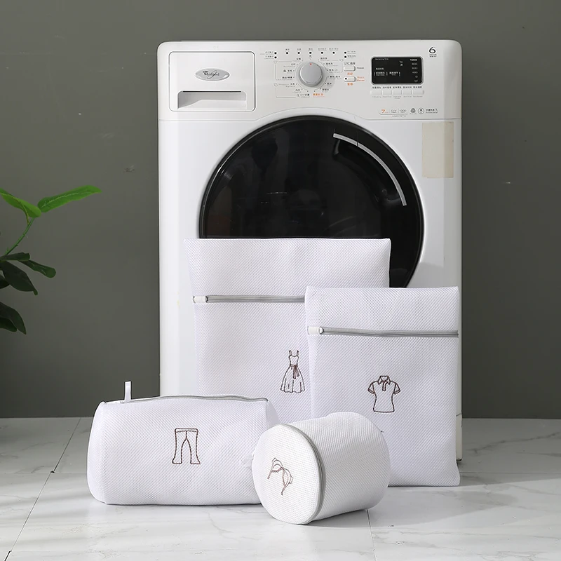 Laundry Bag Sets For Washing Machines Embroidery Fine Mesh Underwear Organizer Basket Clothes Cleaning Protect Anti-deformation 6