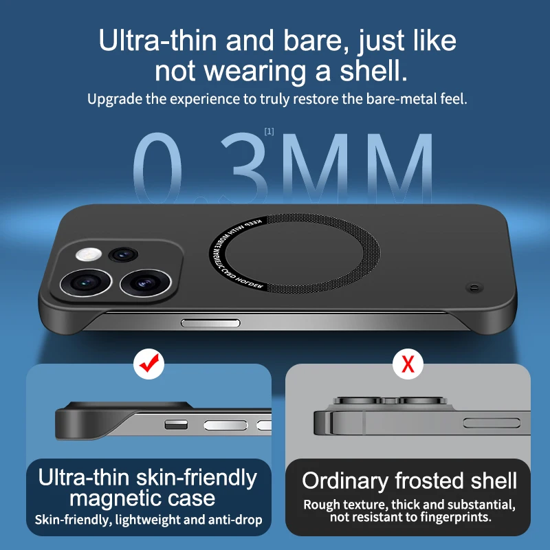 Sleek Magnetic Wireless Charging Phone Case - High-Quality Thin Back Cover with No Borders