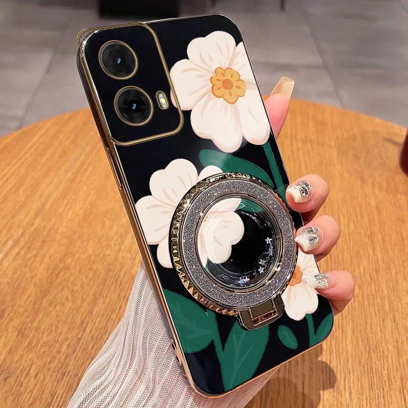 White Floral Plating Phone Case Cover