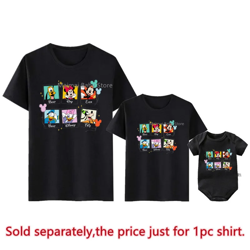 New Best Day Ever Best Disney Trip Print Family Matching Shirts Mickey Minnie Mouse Dad Mom Kids Tshirts Baby Rompers Outfits 5