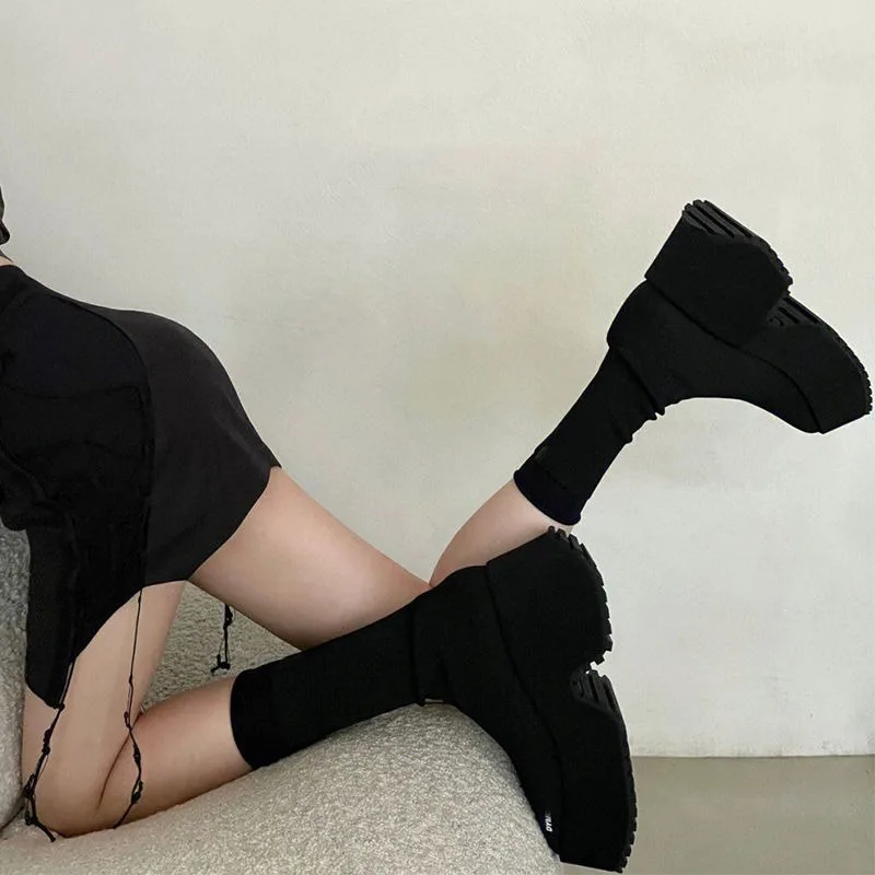 

Женские вязаные Ботильоны на танкетке, повседневная Осенняя обувь с вышивкой, новинка 2024