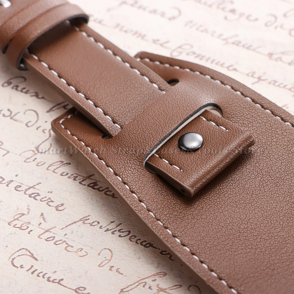 Vintage Cowhide Leather Cuff Watch Band for Men - Deep Brown, Black, Light Brown