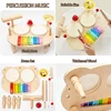 Wooden Baby Drum Set Musical Instrument Percussion Toys 8-tone Xylophone Piano Parish Learning Preschool Rhythm Educational Toy 2